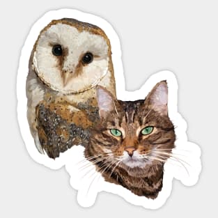 Cat and Owl Sticker